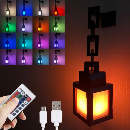 Lantern Night Light - 16-Color Wall-Mounted Ambient Night Light Strip with Remote Control - Wall-Mounted Table Lamp, Role-Playing Theme Bedside Lamp, Halloween, Christmas Room Decorative Light