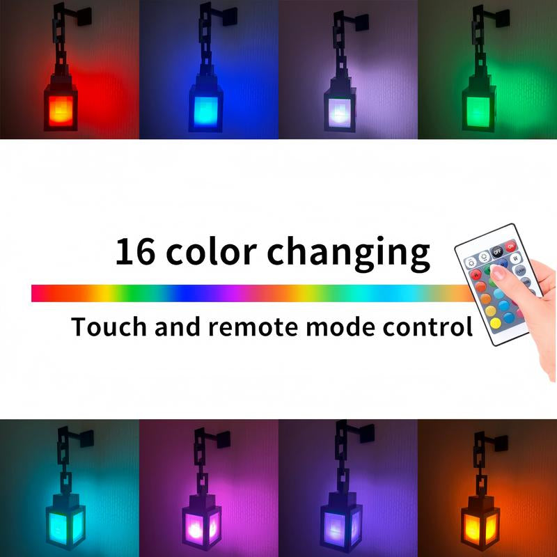 Lantern Night Light - 16-Color Wall-Mounted Ambient Night Light Strip with Remote Control - Wall-Mounted Table Lamp, Role-Playing Theme Bedside Lamp, Halloween, Christmas Room Decorative Light