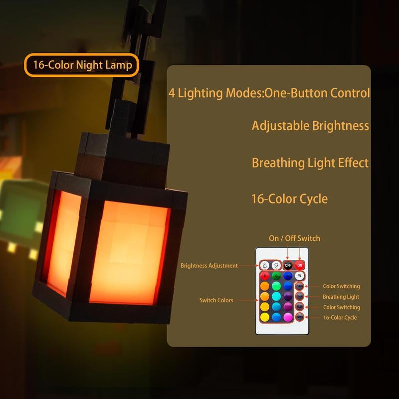 Lantern Night Light - 16-Color Wall-Mounted Ambient Night Light Strip with Remote Control - Wall-Mounted Table Lamp, Role-Playing Theme Bedside Lamp, Halloween, Christmas Room Decorative Light
