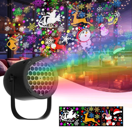 LED Christmas Projection Lamp 5V/1A with 16 Patterns USB Powered for Home & Car Use Dynamic Stage Projector for Holiday Party Atmosphere